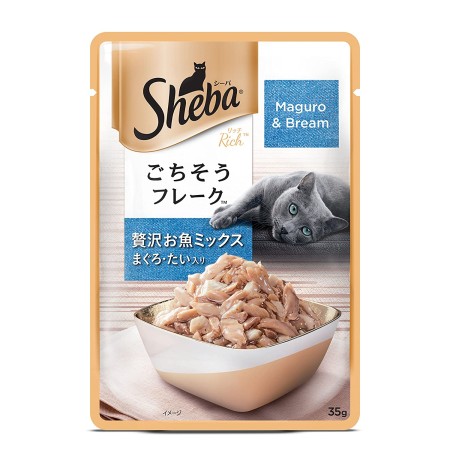 Sheba Rich Premium Wet Cat Food Fish Mix (Maguro  Bream 35g 